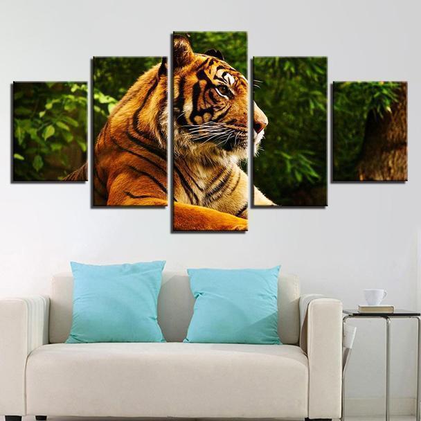 Resting Tiger In The Forest Animal Canvas Wall Art