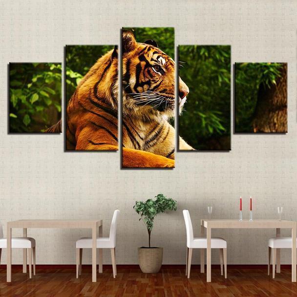 Resting Tiger In The Forest Animal Canvas Wall Art