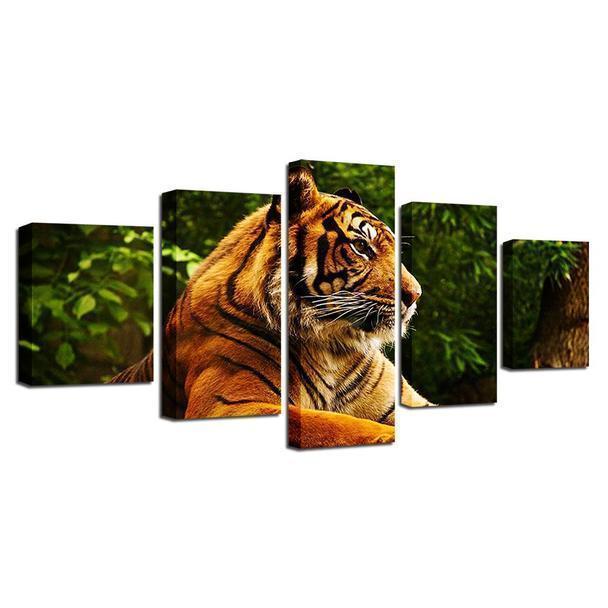 Resting Tiger In The Forest Animal Canvas Wall Art