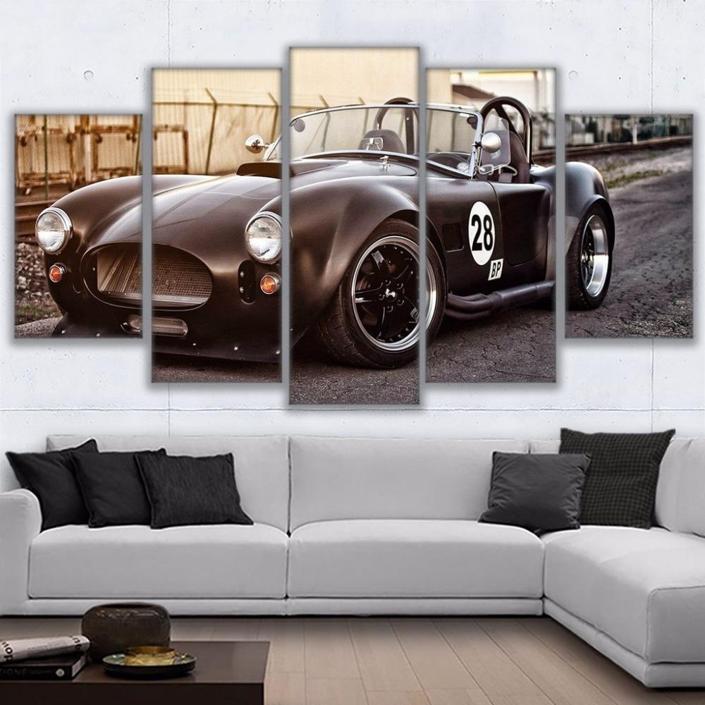 Retro Black Sport Ford Mustang Car &amp;amp; Motor Canvas Wall Art
