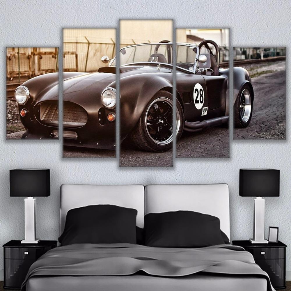 Retro Black Sport Ford Mustang Car &amp;amp; Motor Canvas Wall Art