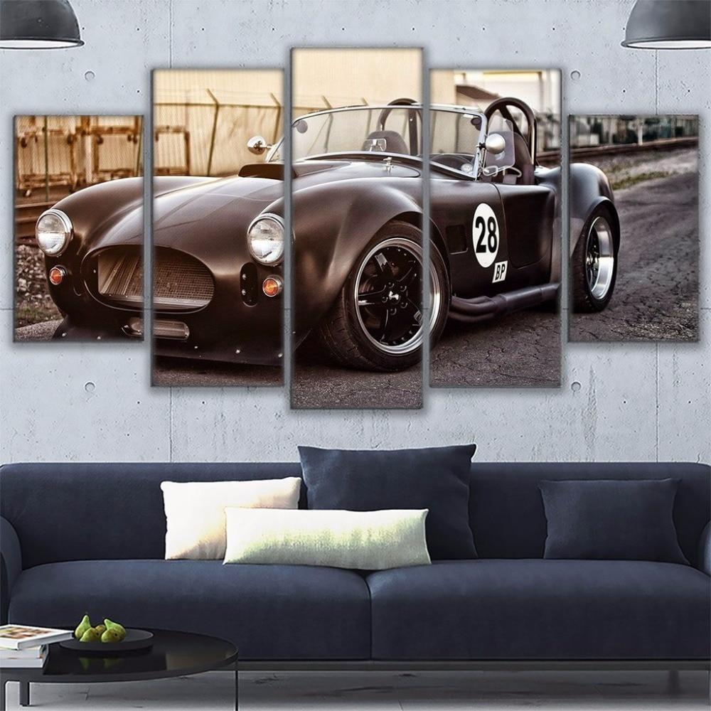 Retro Black Sport Ford Mustang Car &amp;amp; Motor Canvas Wall Art