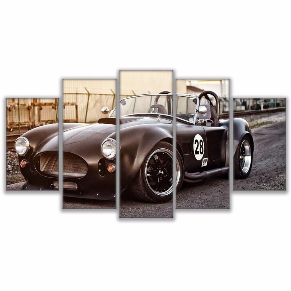 Retro Black Sport Ford Mustang Car &amp;amp; Motor Canvas Wall Art