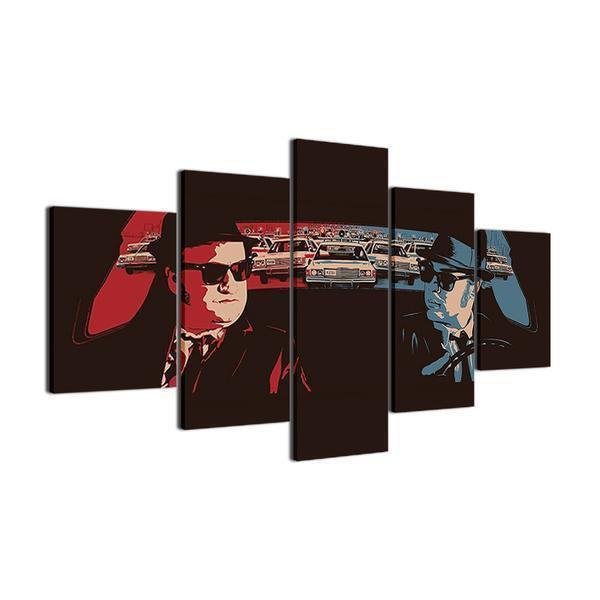 Retro Car Blues Brothers Movie Characters Movie Canvas Wall Art