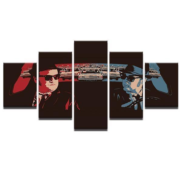 Retro Car Blues Brothers Movie Characters Movie Canvas Wall Art