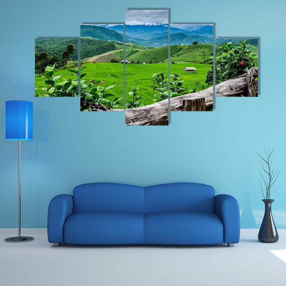 Rice Fields At Maechaem In Thailand Nature Canvas Wall Art