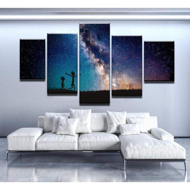 Rick And Morty And The Galaxy 1 Cartoon Canvas Wall Art