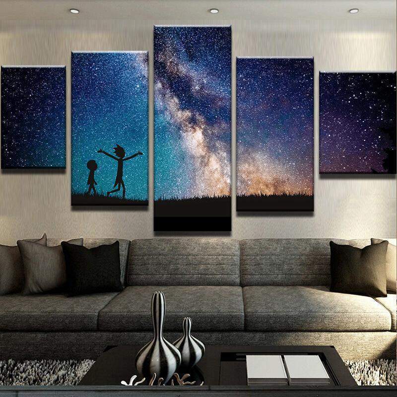 Rick And Morty And The Galaxy 1 Cartoon Canvas Wall Art