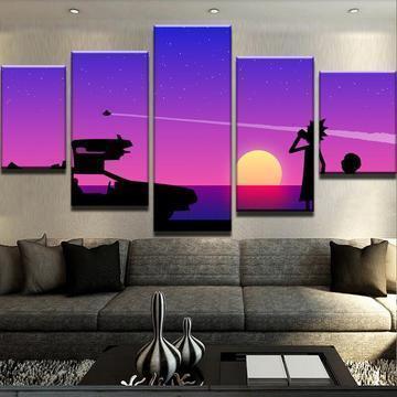 Rick And Morty "back To The Future" Cartoon Canvas Wall Art