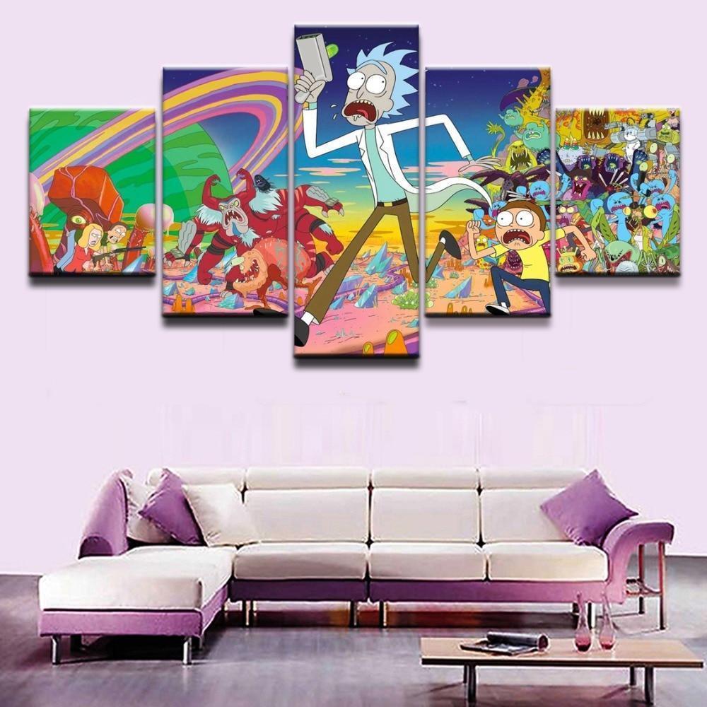 Rick And Morty Characters 1 Cartoon Canvas Wall Art