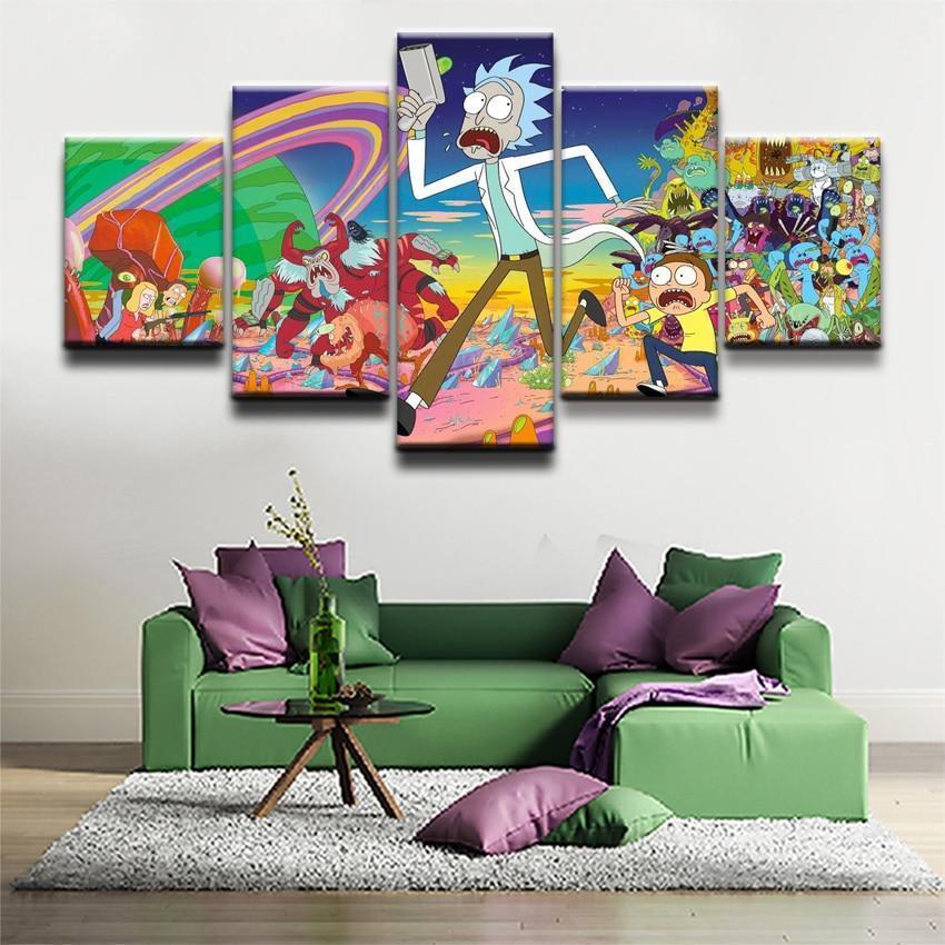 Rick And Morty Characters 1 Cartoon Canvas Wall Art