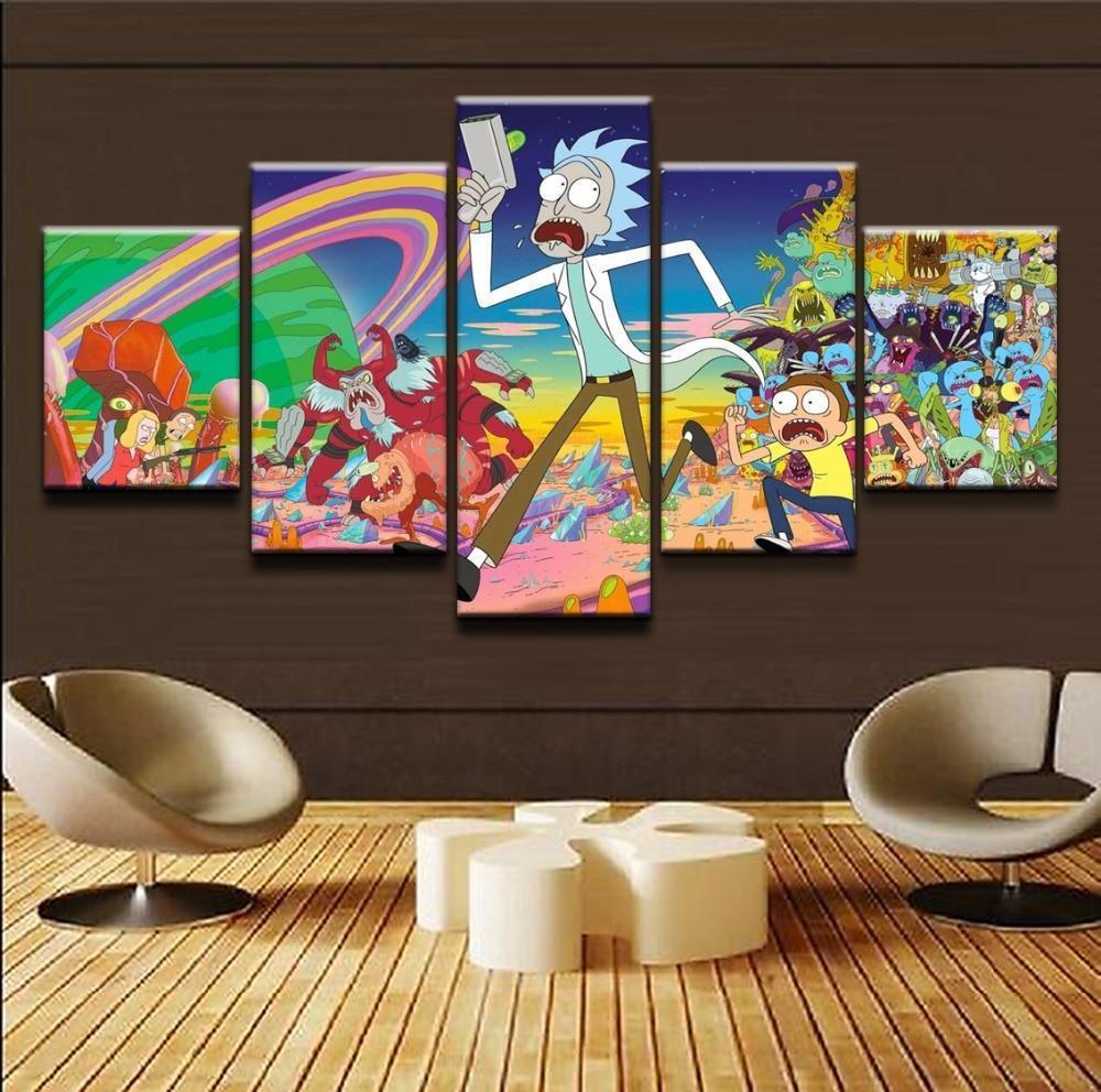 Rick And Morty Characters 1 Cartoon Canvas Wall Art