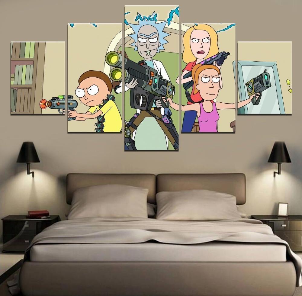 Rick And Morty Characters 2 Cartoon Canvas Wall Art