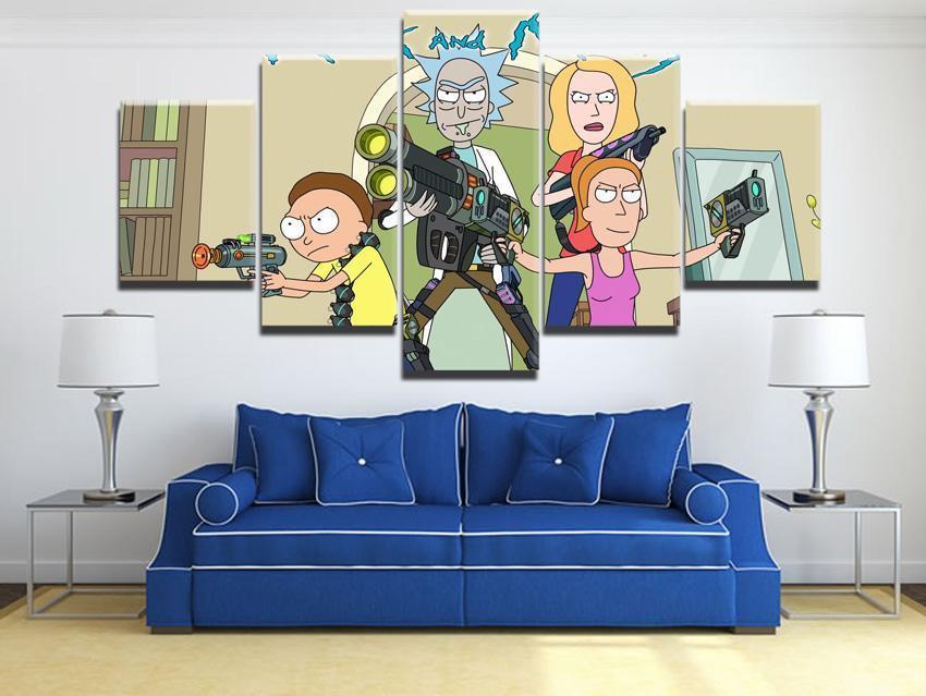 Rick And Morty Characters 2 Cartoon Canvas Wall Art