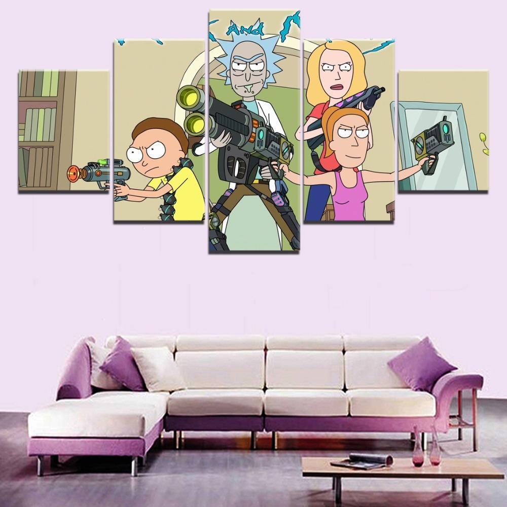 Rick And Morty Characters 2 Cartoon Canvas Wall Art