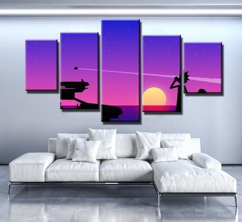 Rick And Morty Deleroean Cartoon Canvas Wall Art