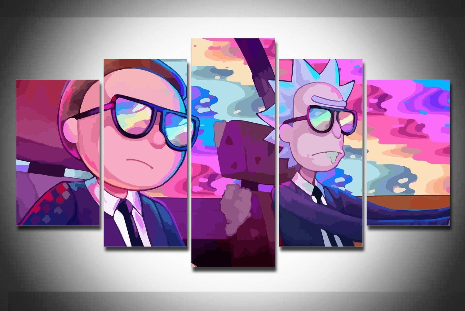 Rick And Morty Driving Cartoon Canvas Wall Art