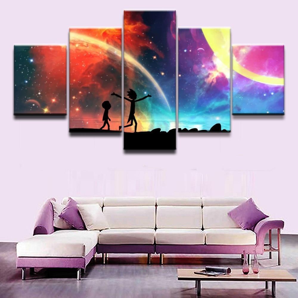Rick And Morty In The Galaxy 3 Sitcom Canvas Wall Art