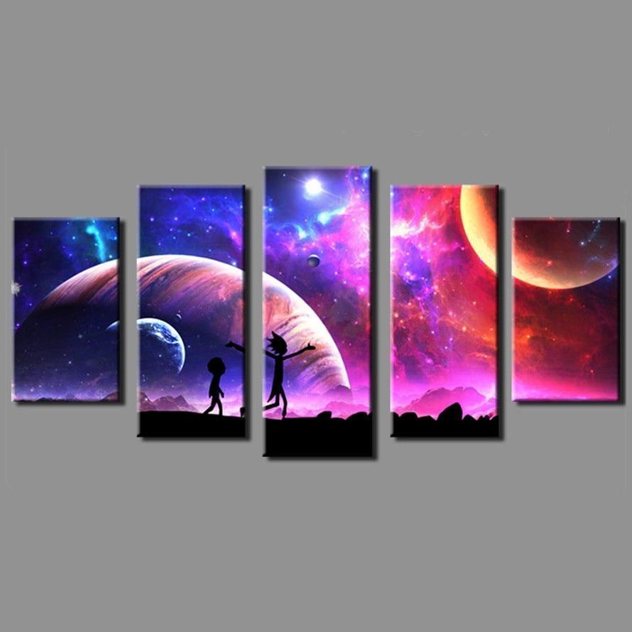 Rick And Morty In The Universe Cartoon Canvas Wall Art