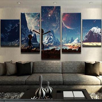 Rick And Morty Intergalactic Moon Cartoon Canvas Wall Art