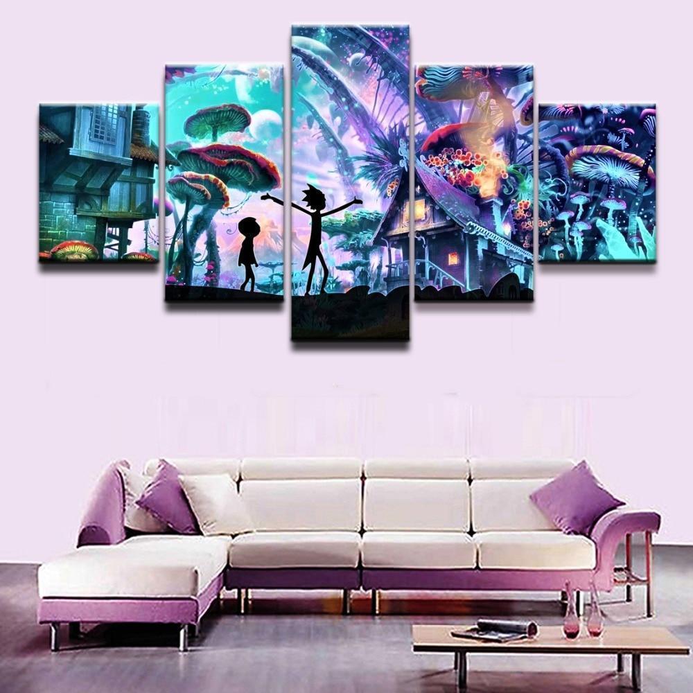Rick And Morty Poster 5 Cartoon Canvas Wall Art
