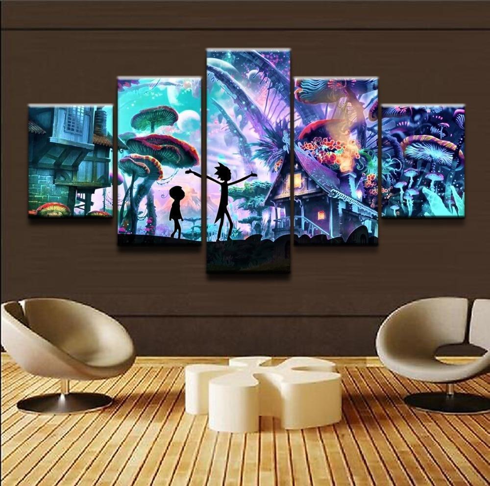 Rick And Morty Poster 5 Cartoon Canvas Wall Art