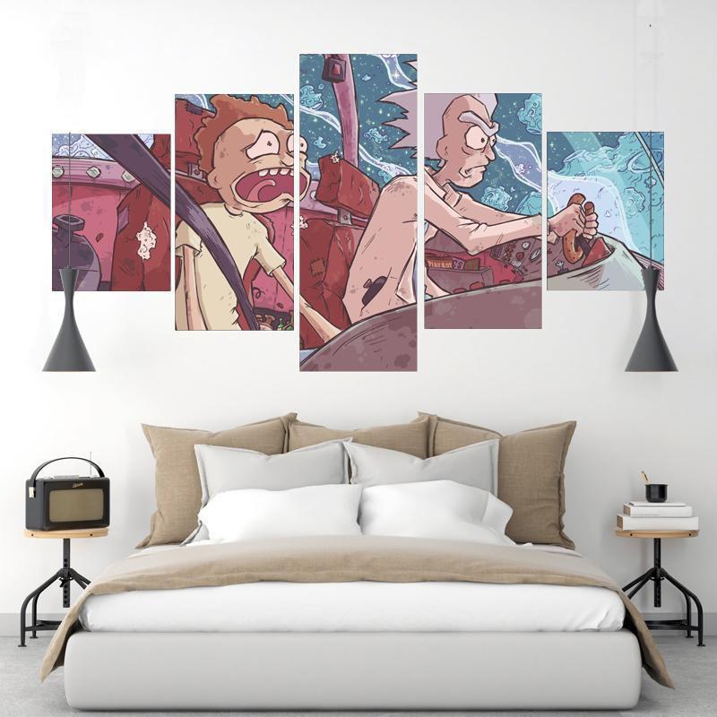 Rick And Morty Roughly Sailing Cartoon Canvas Wall Art