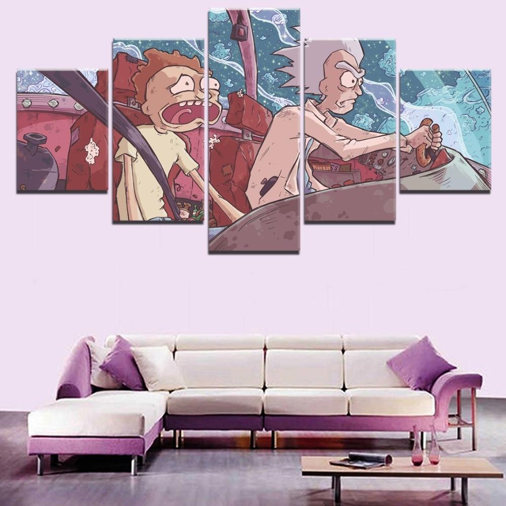 Rick And Morty Screaming Cartoon Canvas Wall Art