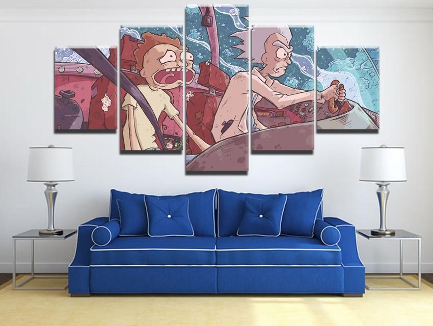 Rick And Morty Screaming Cartoon Canvas Wall Art