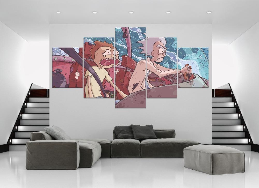 Rick And Morty Screaming Cartoon Canvas Wall Art