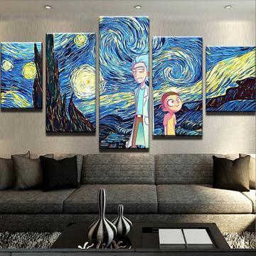 Rick And Morty "Starry Night" 1 Cartoon Canvas Wall Art