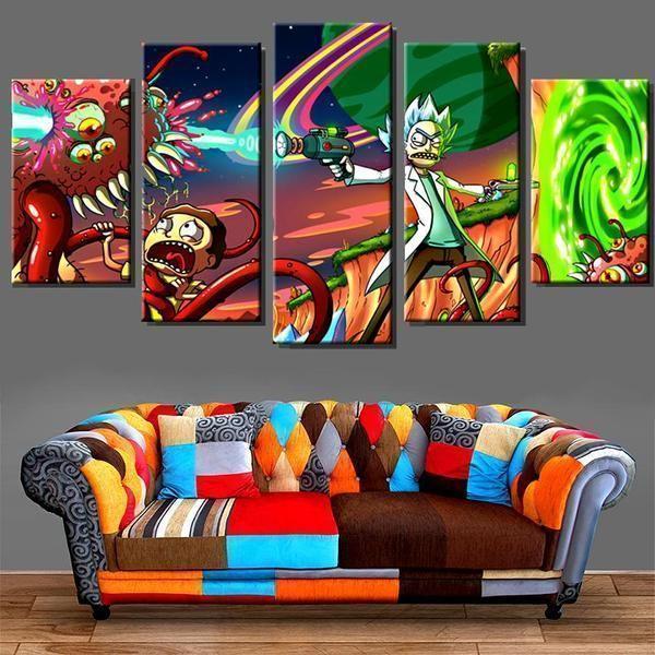 Rick &amp;amp; Morty Inspired 5 Cartoon Canvas Wall Art