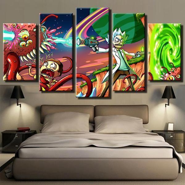 Rick &amp;amp; Morty Inspired 5 Cartoon Canvas Wall Art