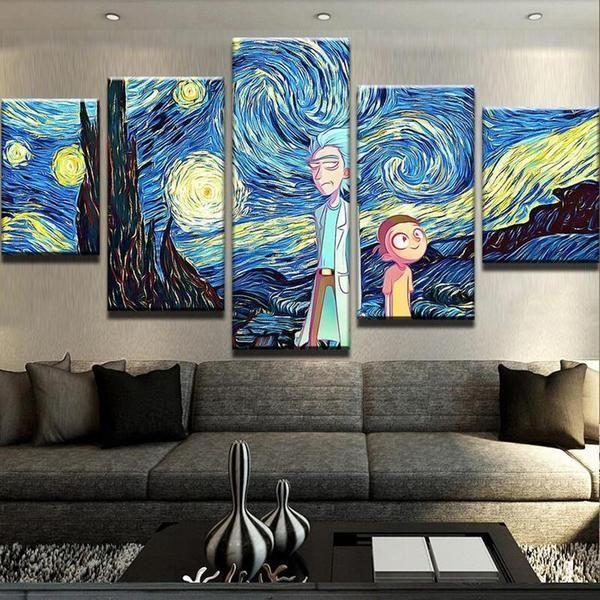 Rick &amp;amp; Morty Inspired 8 Cartoon Canvas Wall Art