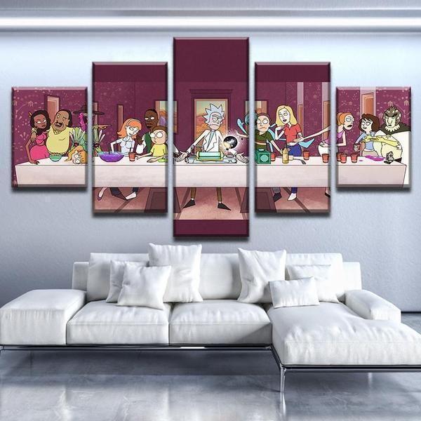 Rick &amp;amp; Morty Inspired Last Supper Cartoon Canvas Wall Art