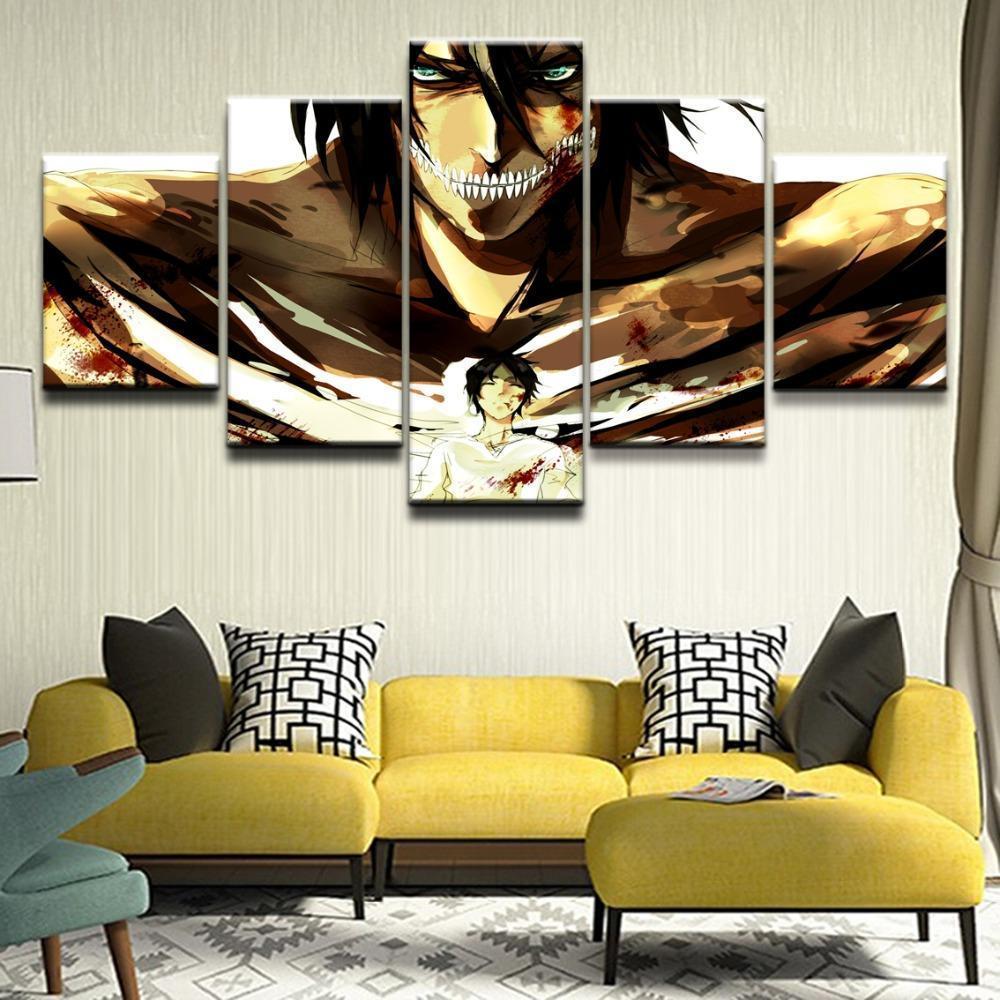 Attack On Titan Titan Shifter Eren Yeager Poster 4 Anime Canvas Wall Art