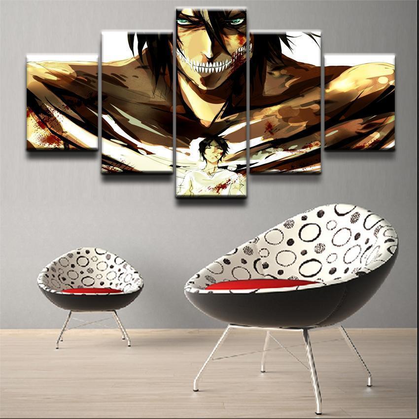 Attack On Titan Titan Shifter Eren Yeager Poster 4 Anime Canvas Wall Art