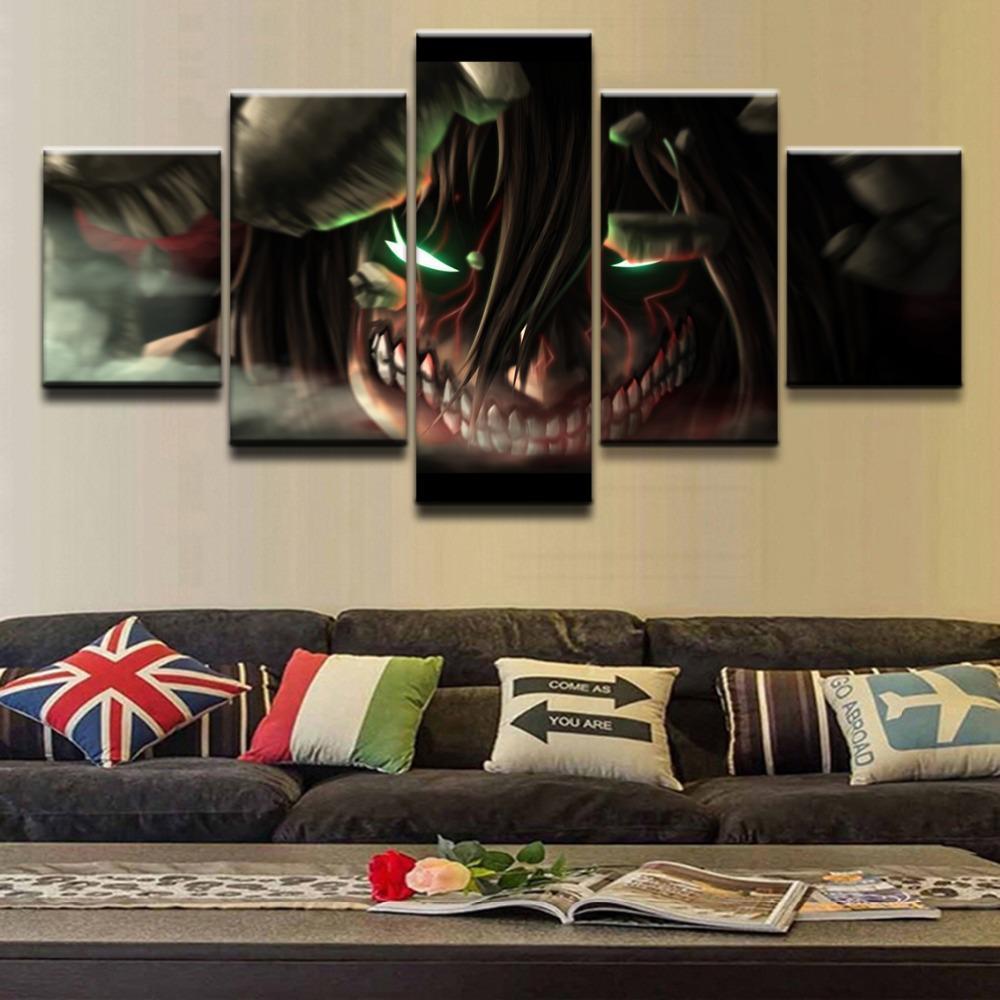 Attack On Titan Titan Shifter Eren Yeager Poster 5 Anime Canvas Wall Art
