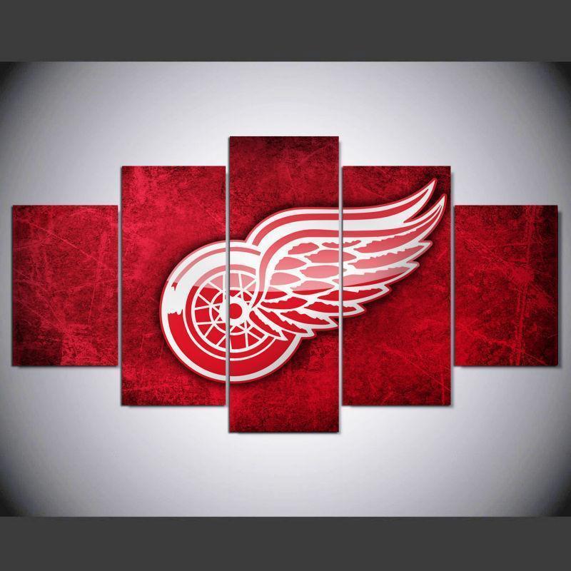 Detroit Red Wings Logo NHL Ice Hockey Canvas Wall Art